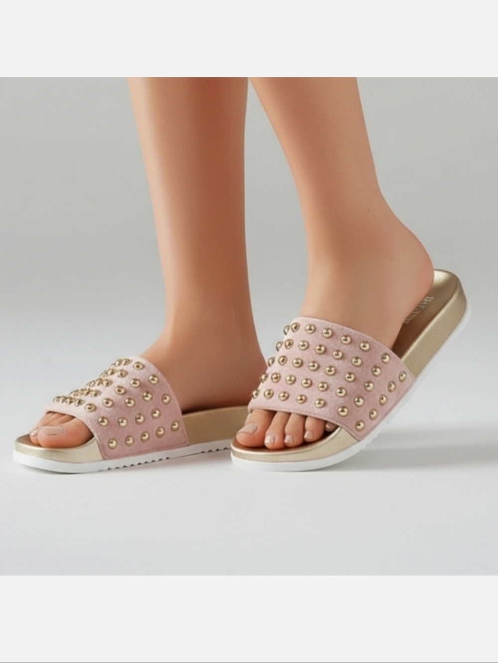 DAY-VINE.  Pink Wide Strap Studs Platform Slides Size 38 US 8